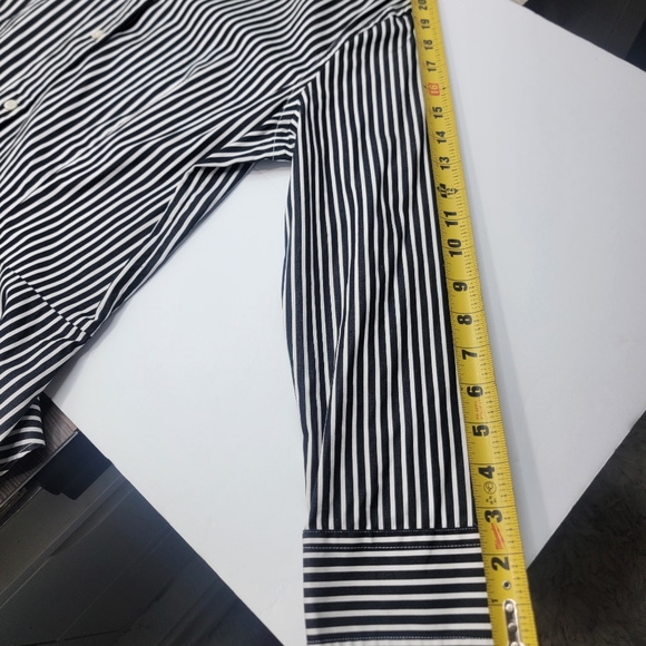Women's 6 (Small) Lauren Ralph Lauren Black White Stripe Button Dn Coll. Shirt - Picture 5 of 5